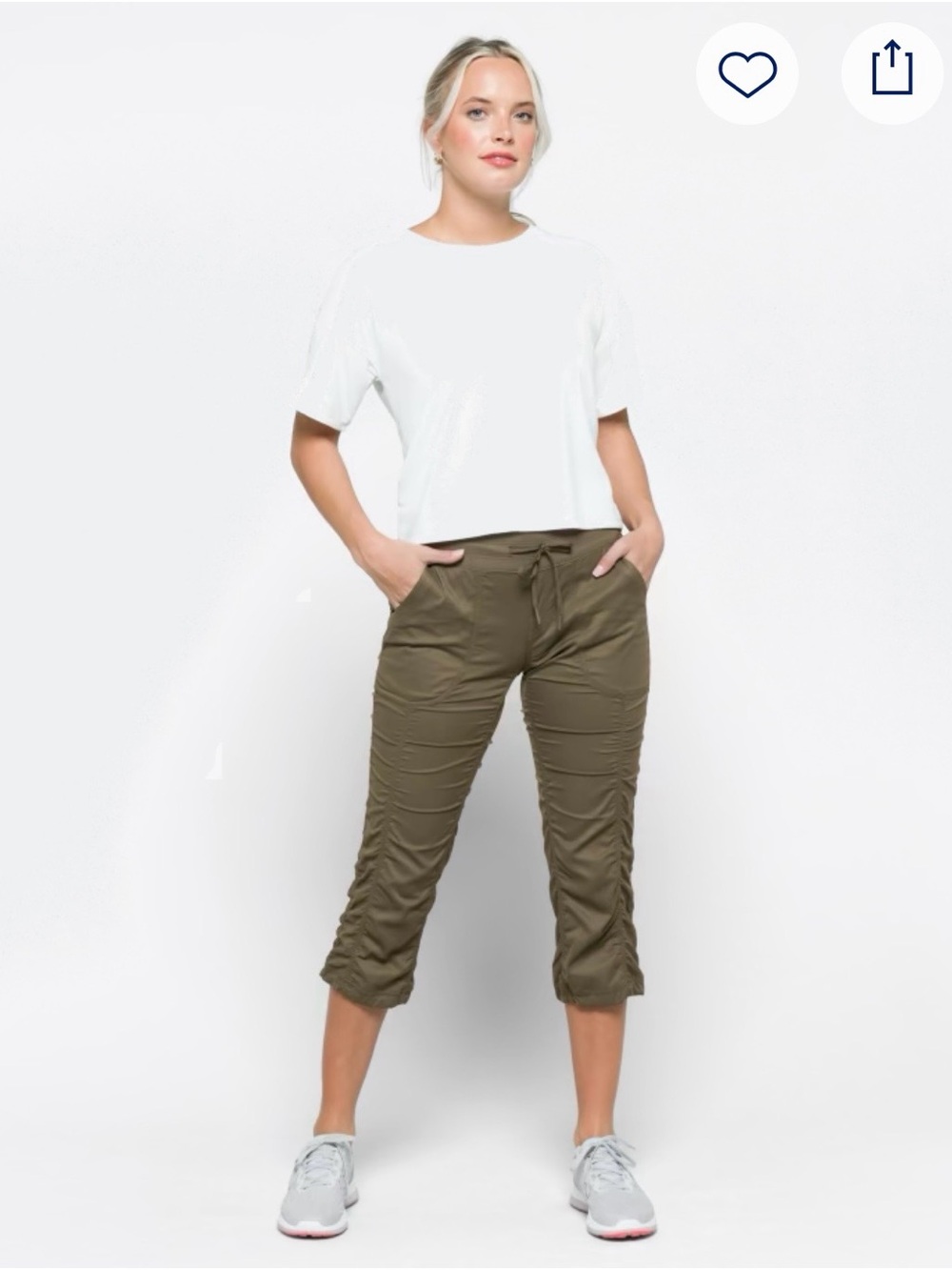 The North Face Olive Crop Drawstring Pants - Picture 1 of 5
